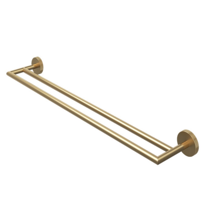 Product cut out image of the Abacus Iso Pro Brushed Brass 560mm Double Towel Rail ACGE-444-2602